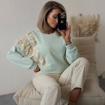 Xana Collection Bluza z Koronką Miętowa 159 zł