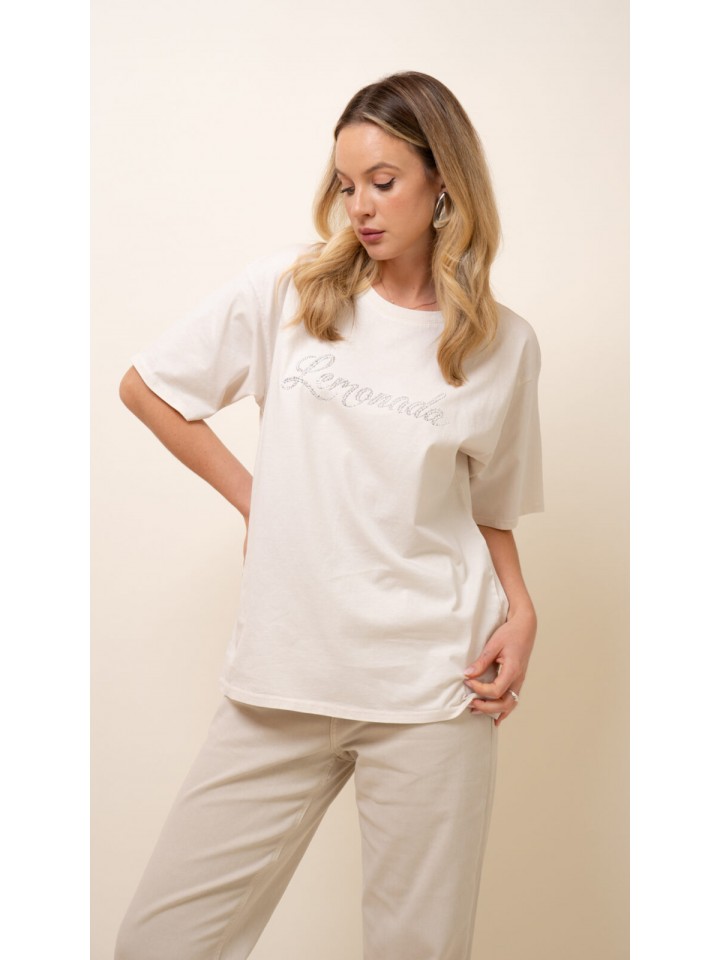 Lemonada T-shirt Dekatyzowany z Cyrkoniami Beżowy 119 zł