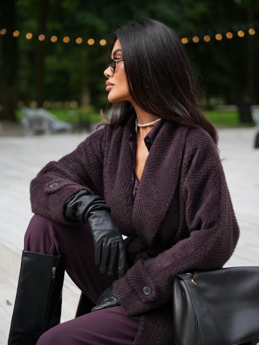 Edan Płaszcz Wool Śliwka 599 zł